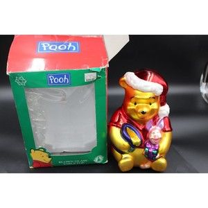 DISNEY WINNIE THE POOH AND PIGLET 11" BLOWN GLASS TABLETOP ORNAMENT DECORATION